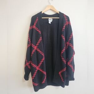 Leslie Fay Black and Red Cardigan Sweater